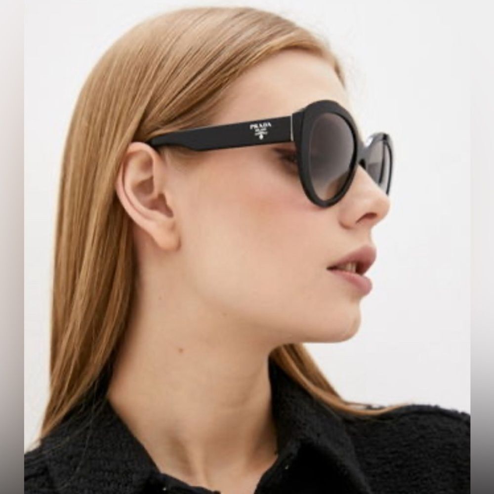 Prada Round Black Sunglasses Made in Italy